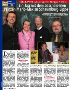 Prince Mario-Max zu Schaumburg-Lippe, Prince Waldemar zu Schaumburg-Lippe, and Dr. Gertraud-Antonia Wagner-Schöppl in a Jürgen Worlitz Story